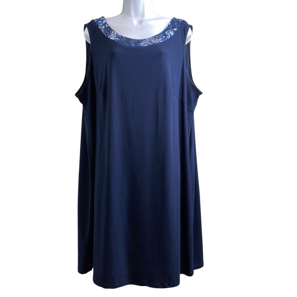 R&M Richards Women's Blue Sleeveless Dress Size 22W Special Occasion Sequins